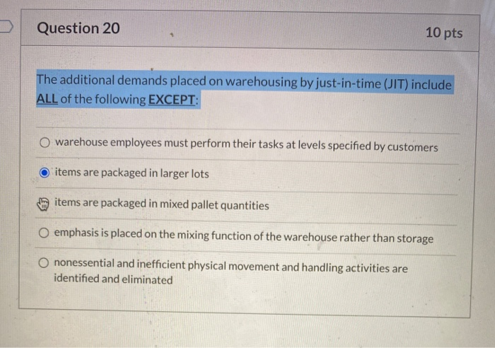Question 20 10 pts The additional demands placed