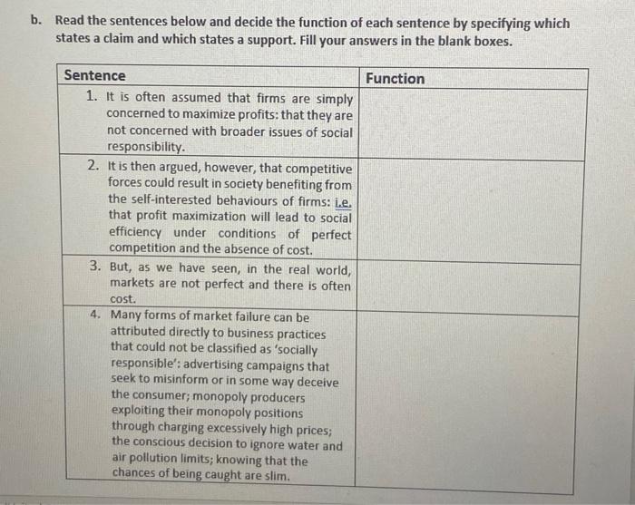 b. Read the sentences below and decide the