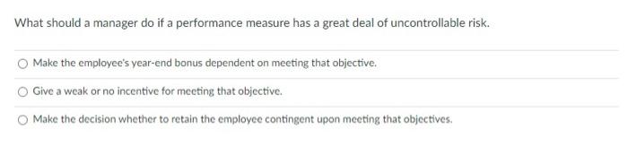 What should a manager do if a performance measure