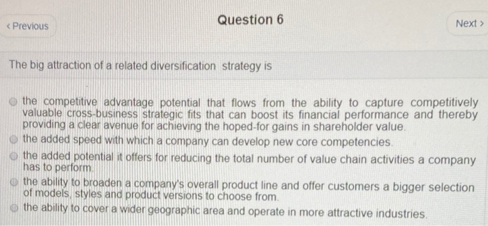 Question 6 Next > < Previous The big attraction