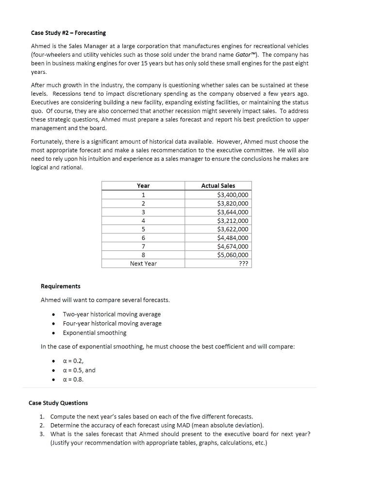 Case Study #2 - Forecasting Ahmed is the Sales