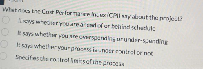 project management What does the Cost Performance