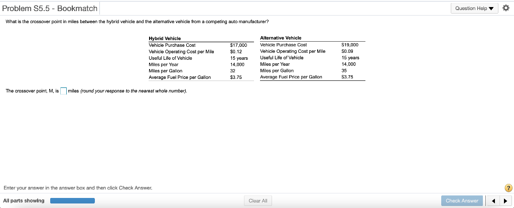 Problem S5.5 - Bookmatch Question Help What is