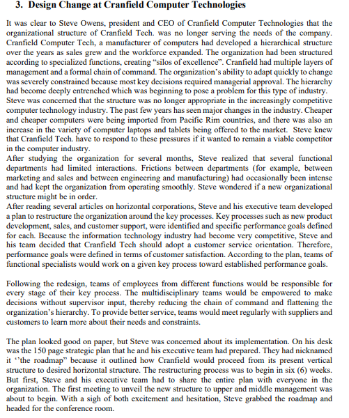 3. Design Change at Cranfield Computer