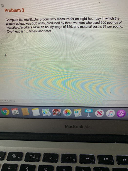 Problem 3 Compute the multifactor productivity