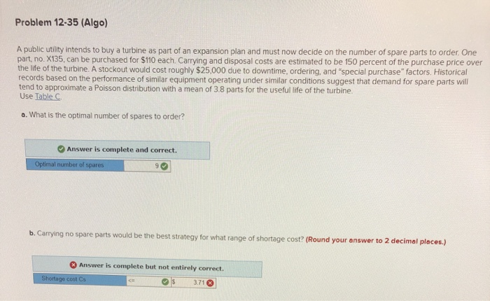 12-35 please show work Problem 12-35 (Algo) A