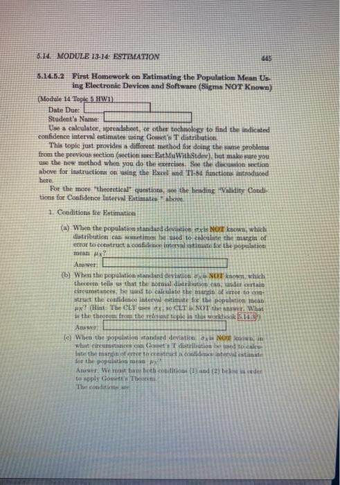 Conditions For Estimation: When a population