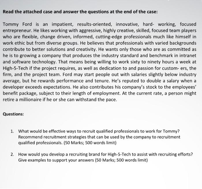 Read the attached case and answer the questions