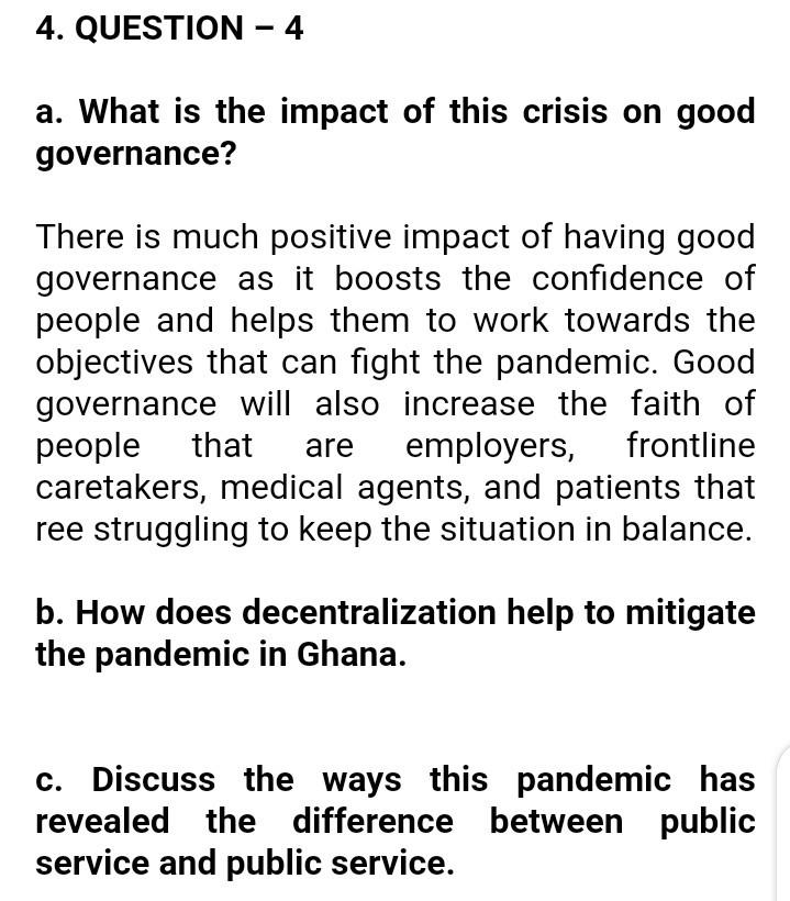 public administration question 4. QUESTION - 4 a.