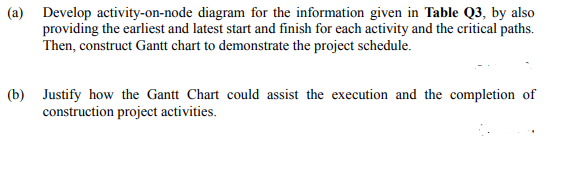 (a) Develop activity-on-node diagram for the