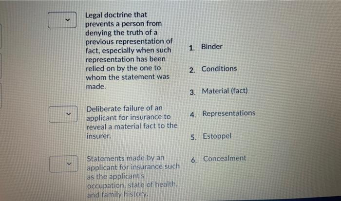 Question 1 (3 points) Match the Key Term with the