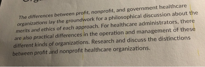 this is for my healthcare admin class The