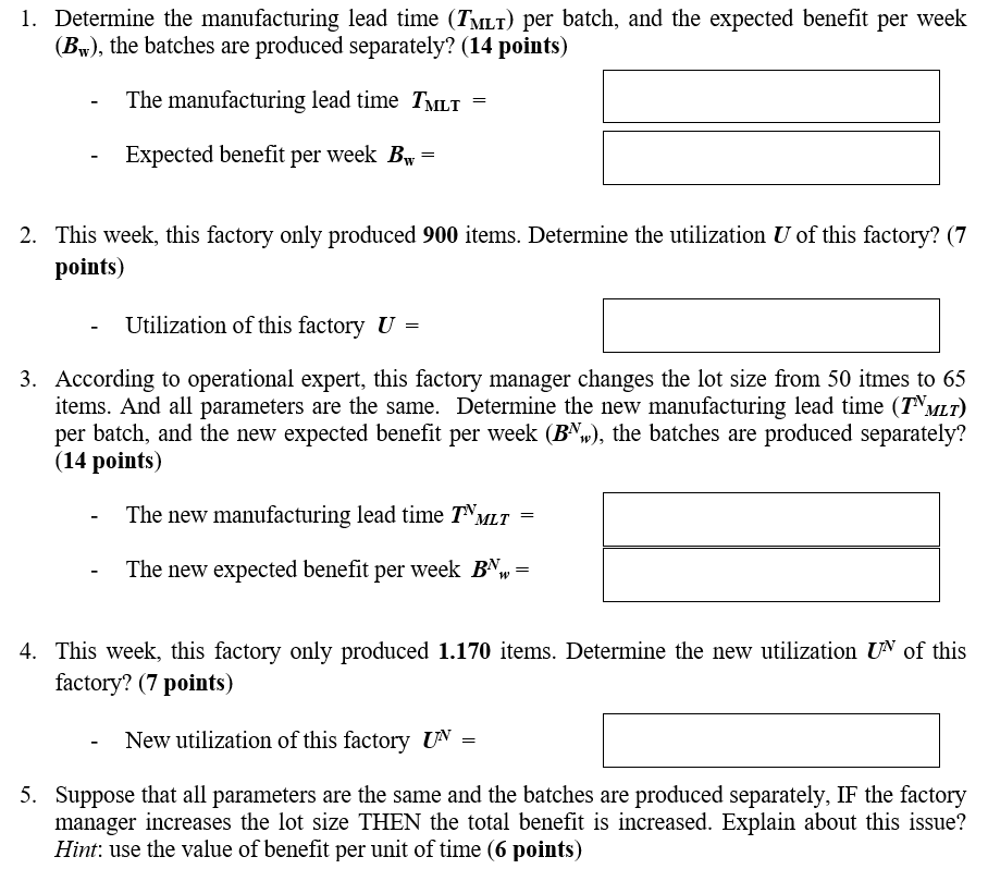 Suppose that you were production manager at