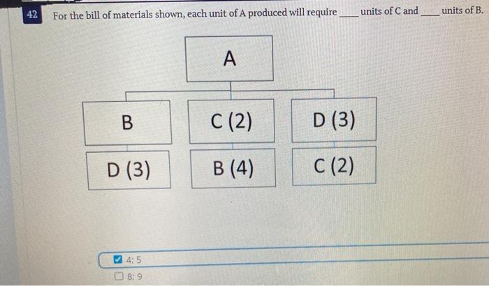 41 Inventory quantities for which of the items