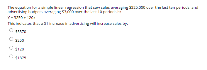The equation for a simple linear regression that