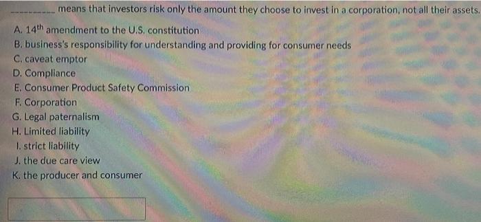 means that investors risk only the amount they