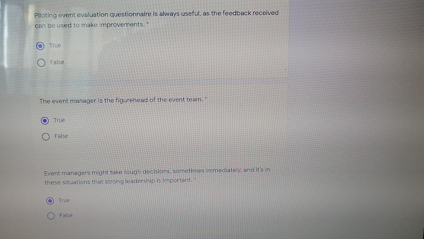 Piloting event evaluation questionnaire is always