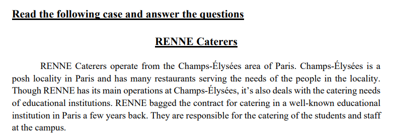 Read the following case and answer the questions