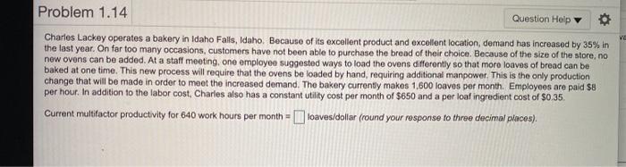 Problem 1.14 Question Help VE Charles Lackey