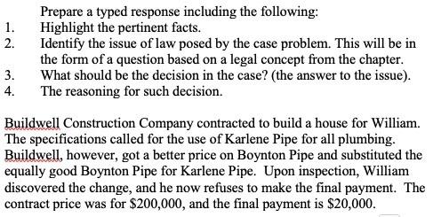 Prepare a typed response including the following: