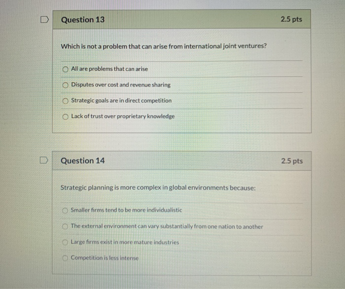 Question 13 2.5 pts Which is not a problem that