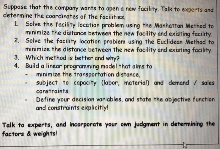 Suppose that the company wants to open a new