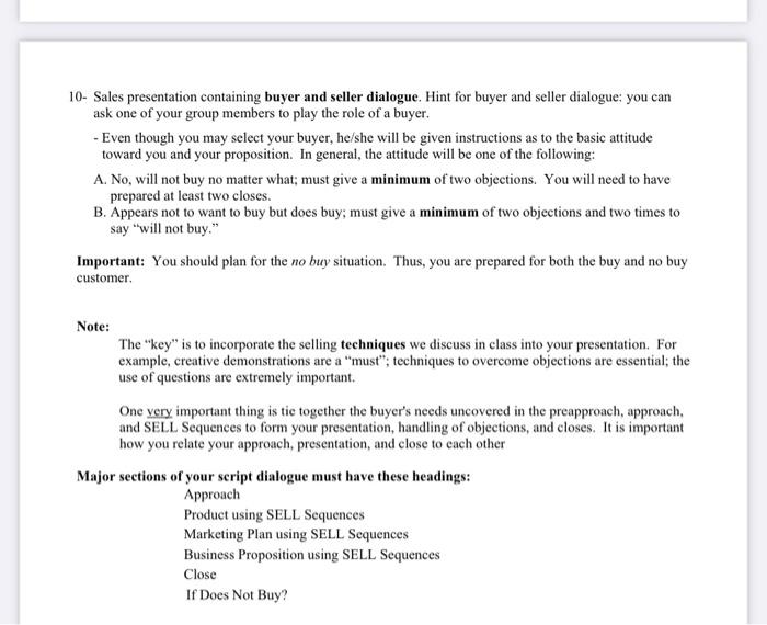 10- Sales presentation containing buyer and