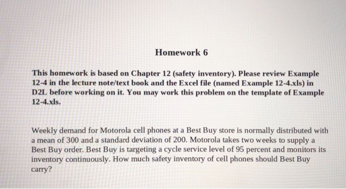 Homework 6 This homework is based on Chapter 12
