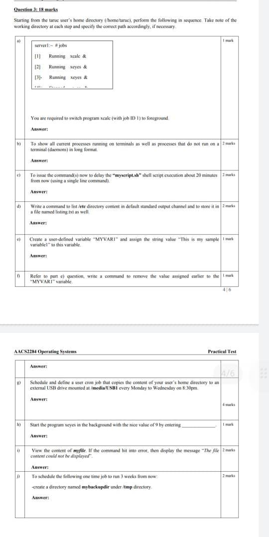 Question is marks Starting from the truc user's