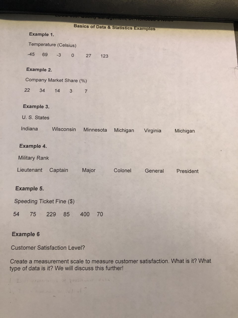 For each example, is it Qualitative or