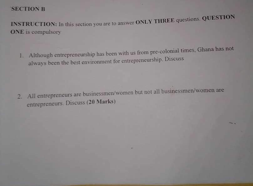 SECTION B INSTRUCTION: In this section you are to