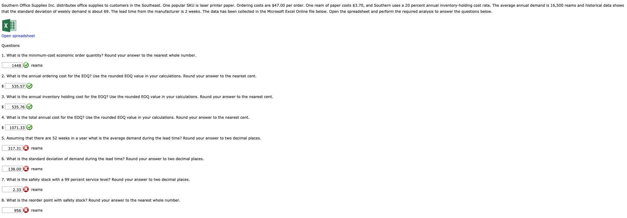 Fixed Order Quantity Inventory System with