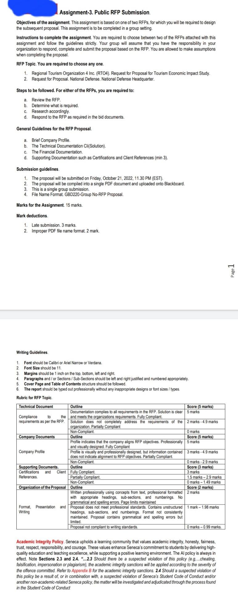 Assignment-3. Public RFP Submission. Objectives