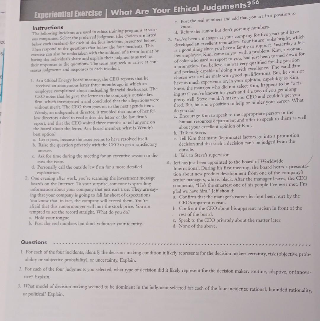 Please answer #4 (A,B,C, or D)in the