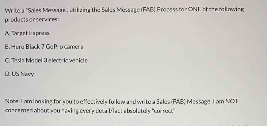 Write a "Sales Message", utilizing the Sales