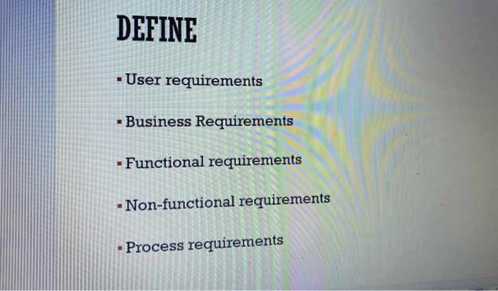 DEFINE - User requirements - Business