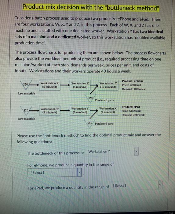 Product mix decision with the "bottleneck method"