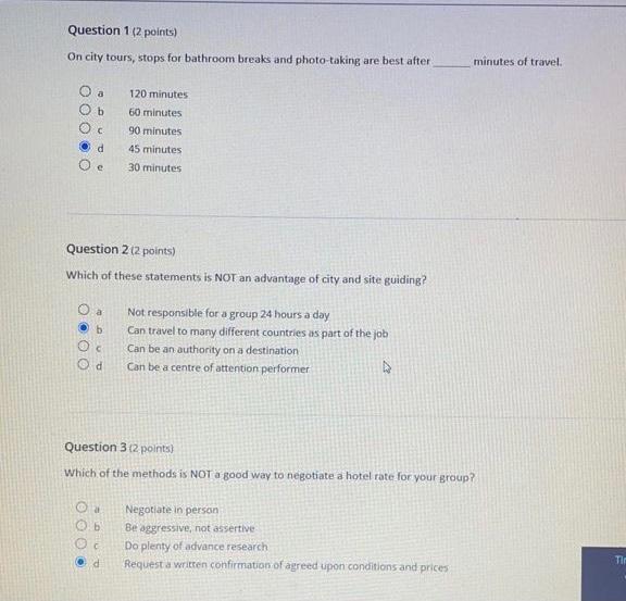 These are questions related to destination