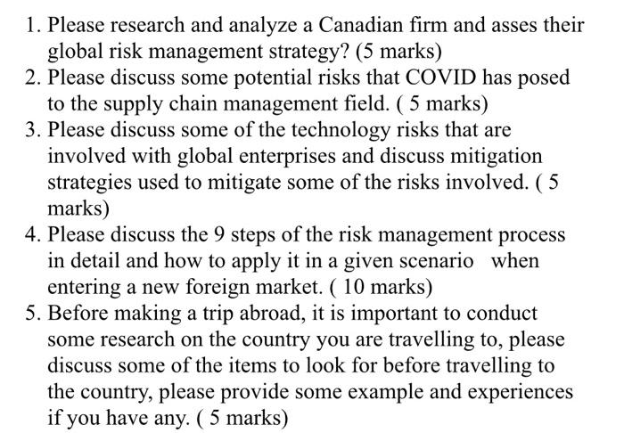 Please answer all the questions and should not be