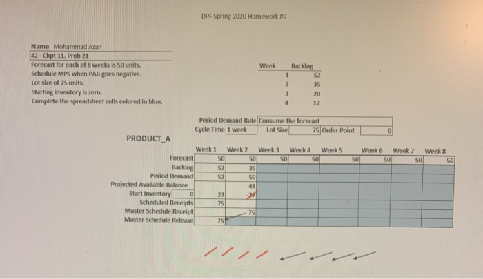 DPF Spring 2020 Homework #2 Week Blacklog Name