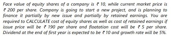 Face value of equity shares of a company is 10,