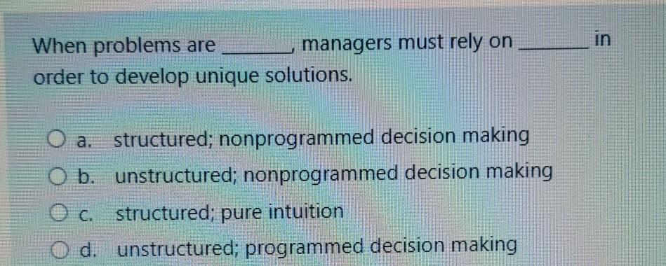 _in When problems are managers must rely on order