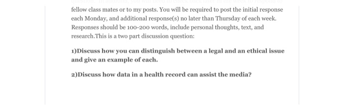 forum fellow class mates or to my posts. You will