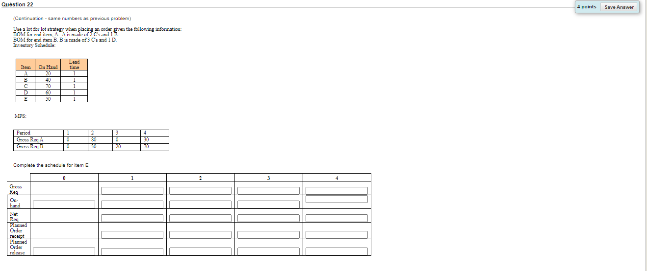 Question 22 4 points Save Answer (Continuation -