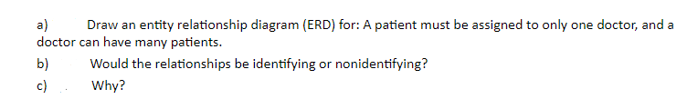 a) Draw an entity relationship diagram (ERD) for: