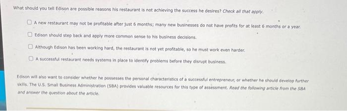 What should you tell Edison are possible reasons