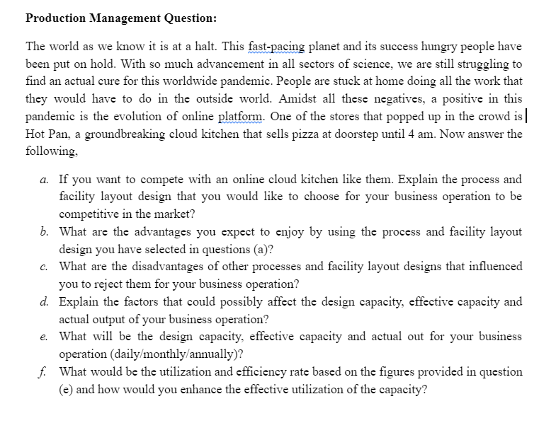 Production Management Question: The world as we