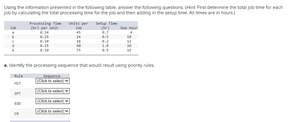 Using the information presented in the following