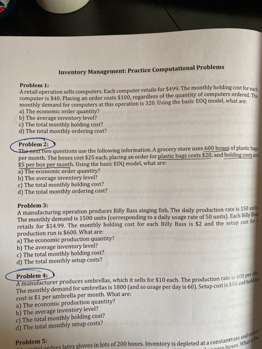 #2 & 4 Inventory Management: Practice