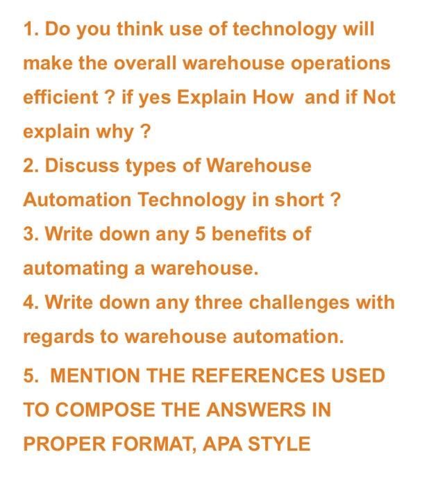 make the overall warehouse operations efficient ?